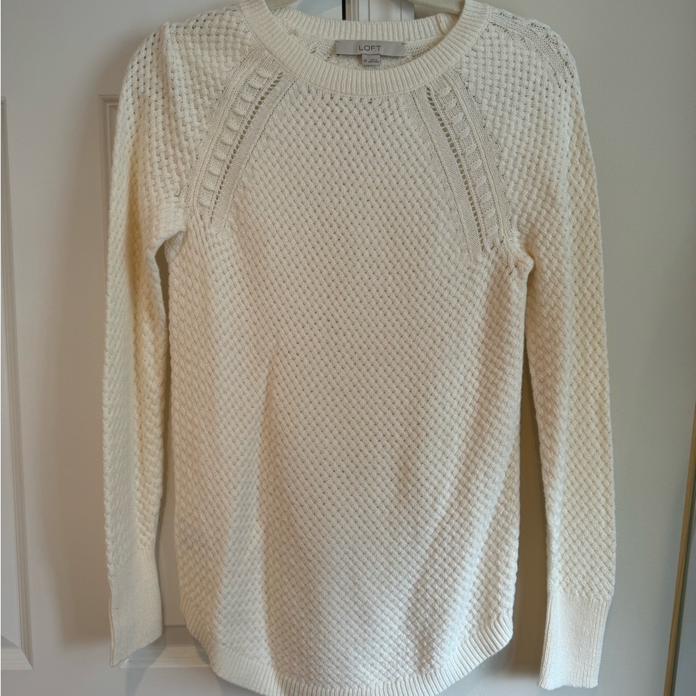 LOFT Cream White Knit Sweater